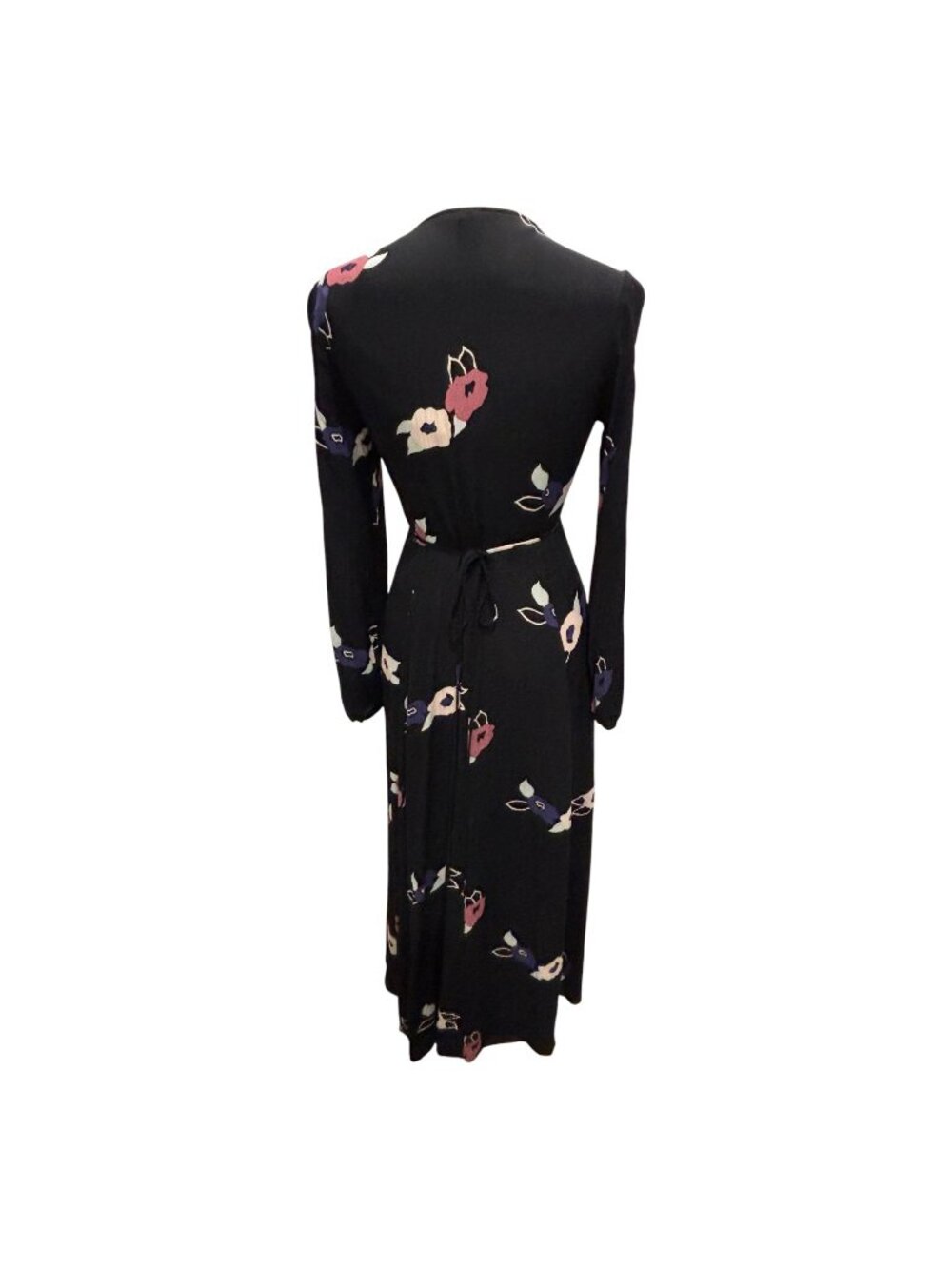 Rolla’s Black Floral Wrap Maxi Dress Medium Long Sleeve Boho Romantic M - Picture 4 of 8